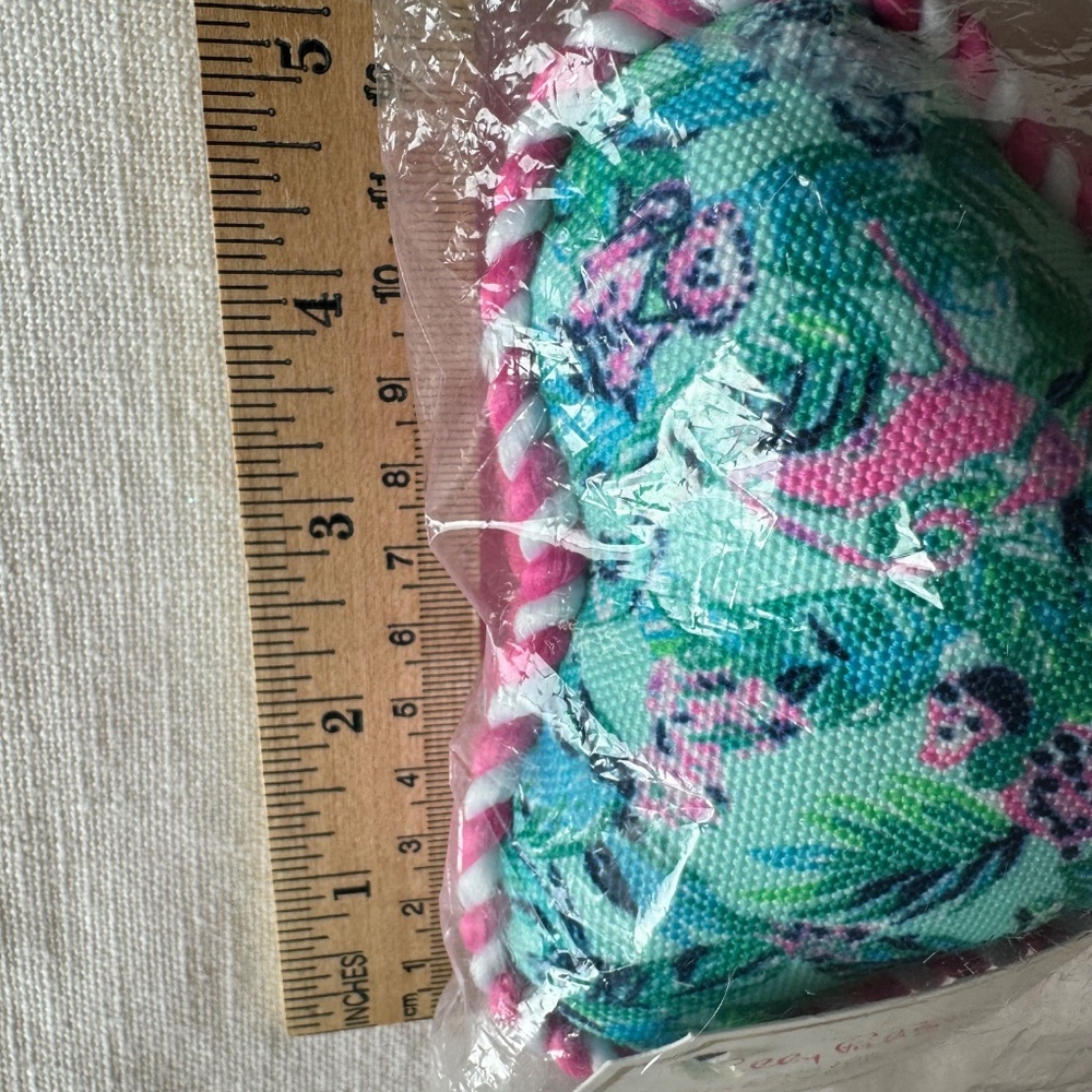 Lilly Pulitzer Plush Dog Toy Bone Shaped: 4.5 x 9, Barking Up Palm - Picture 3 of 10